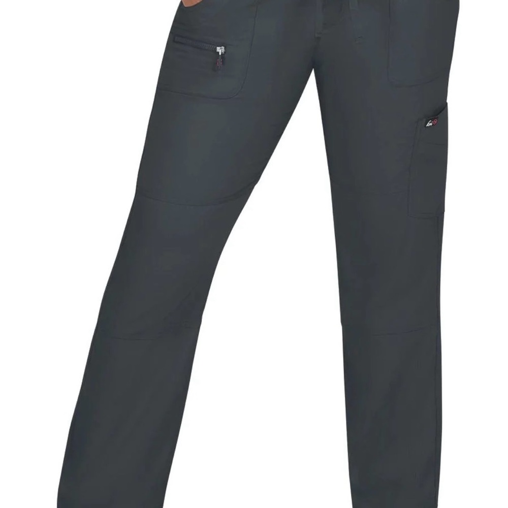 Koi Lite 6-Pocket Gray Scrub Pants Size XL Petite Slim Fit Dobby Pink Trim - Picture 3 of 11